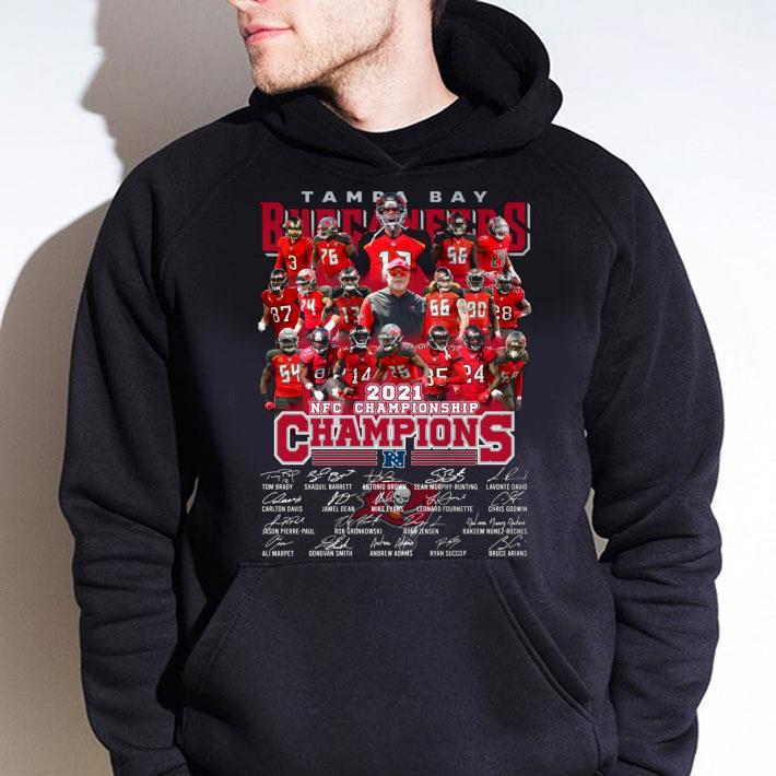 Official 2021 NFL Team Tampa Bay Buccaneers NFC Championship Signatures Shirt 7 2021 NFL Team Tampa Bay Buccaneers NFC Championship Signatures Shirt