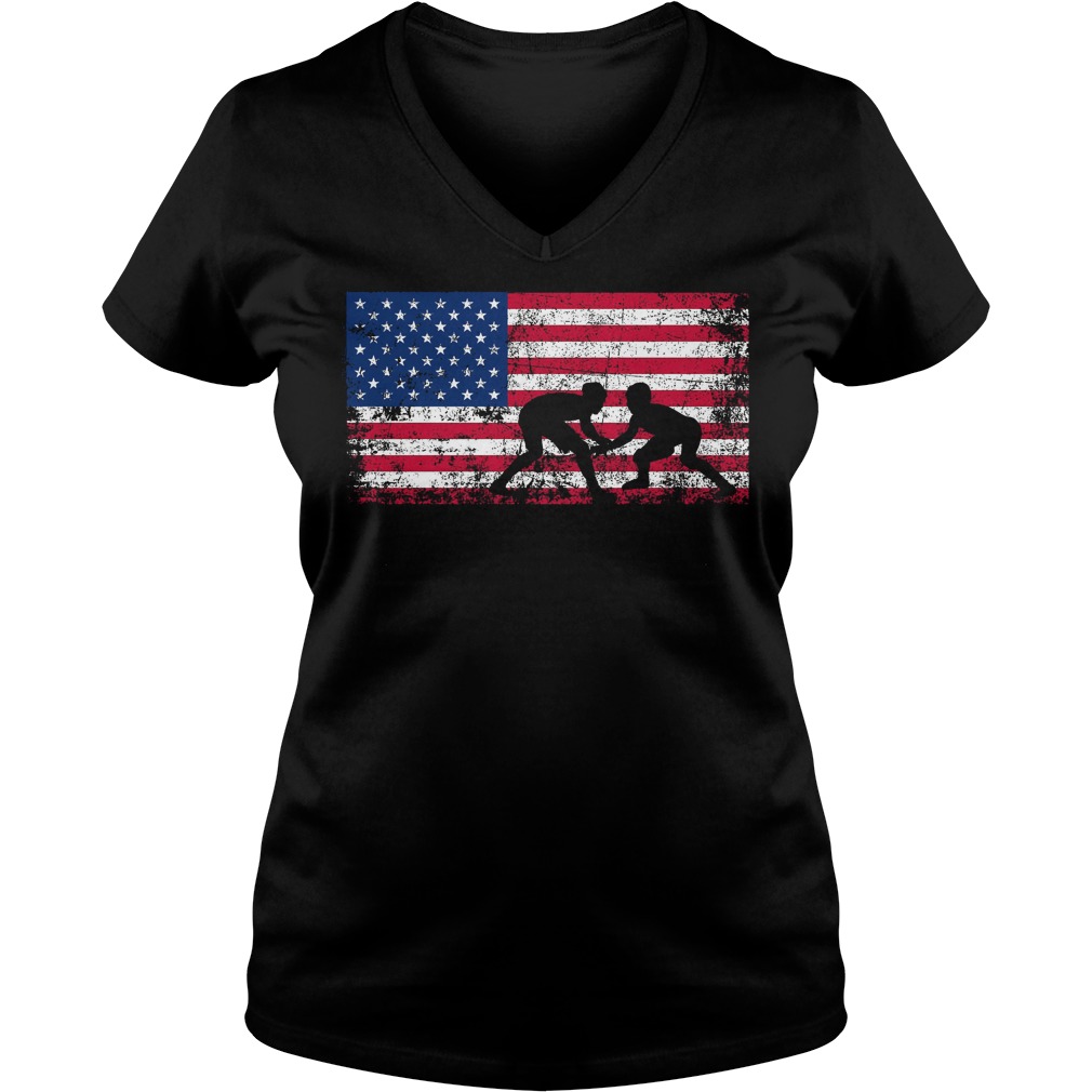 American Flag Wrestling Shirt 5 American Flag Wrestling V Neck