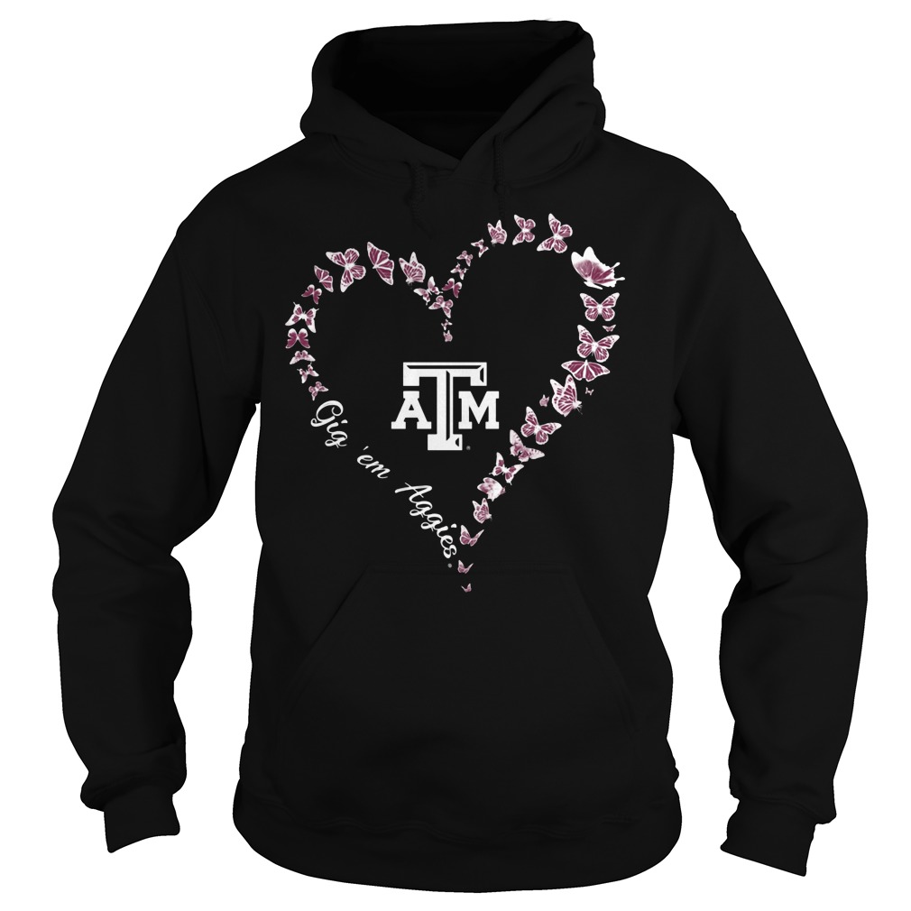 Texas AM Aggies Butterflies Heart Shirt 2 Texas Am Aggies Butterflies Heart Hoodie