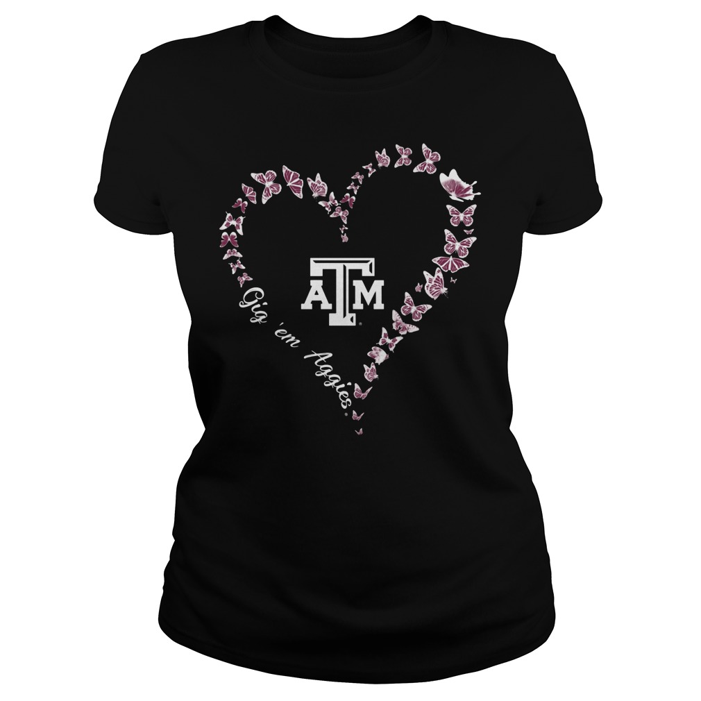 Texas AM Aggies Butterflies Heart Shirt 7 Texas Am Aggies Butterflies Heart Ladies