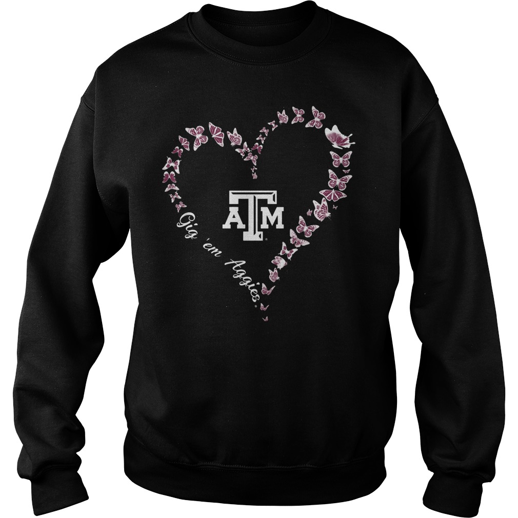Texas AM Aggies Butterflies Heart Shirt 4 Texas Am Aggies Butterflies Heart Sweater