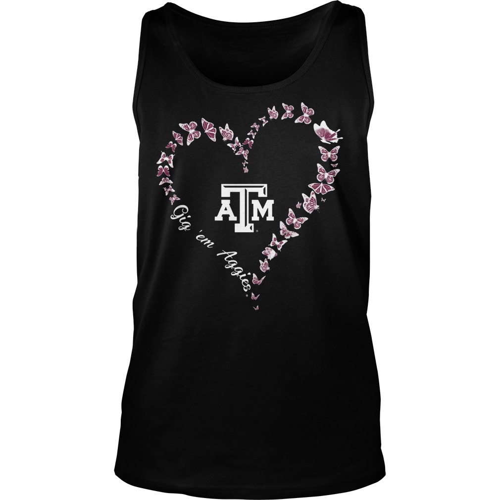 Texas AM Aggies Butterflies Heart Shirt 6 Texas Am Aggies Butterflies Heart Tanktop