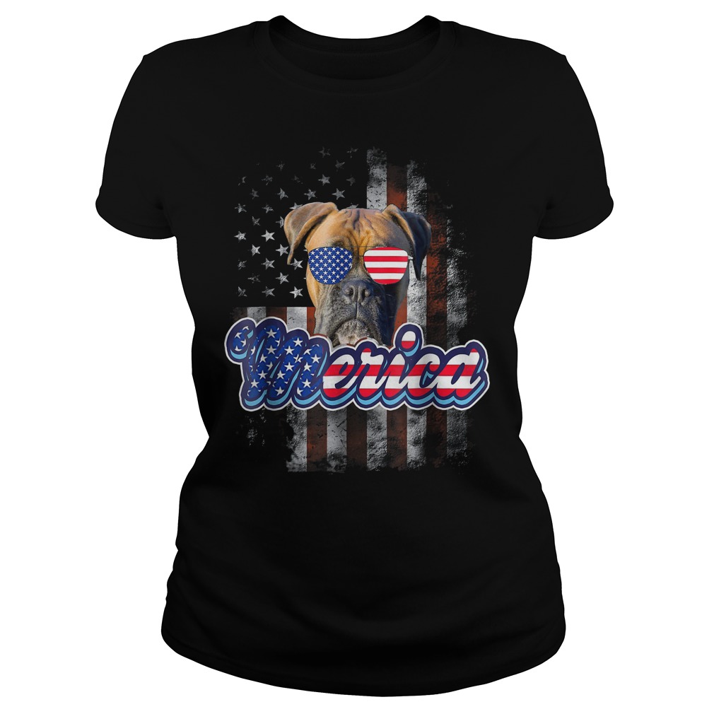 American Flag America 4th Of July Dog Patriotic Boxer T-Shirt 7 American Flag America 4th Of July Dog Patriotic Boxer Ladies