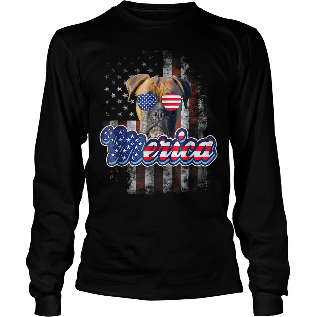 American Flag America 4th Of July Dog Patriotic Boxer T-Shirt 4 American Flag America 4th Of July Dog Patriotic Boxer Longsleeve
