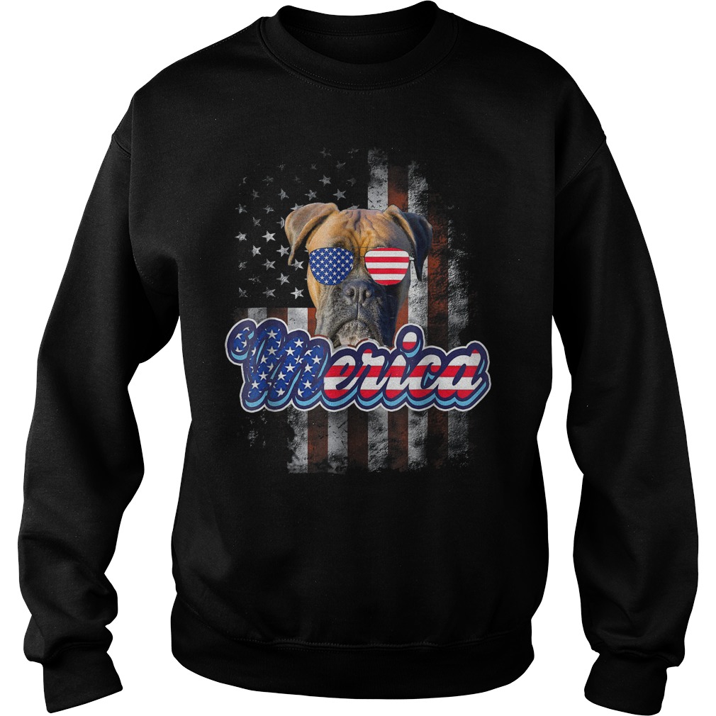 American Flag America 4th Of July Dog Patriotic Boxer T-Shirt 3 American Flag America 4th Of July Dog Patriotic Boxer Sweater