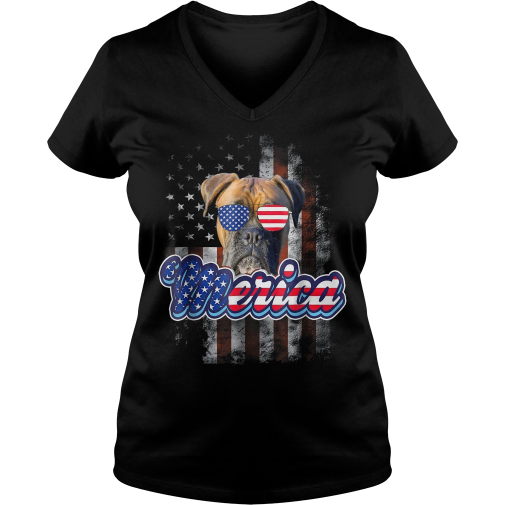 American Flag America 4th Of July Dog Patriotic Boxer T-Shirt 5 American Flag America 4th Of July Dog Patriotic Boxer V Neck