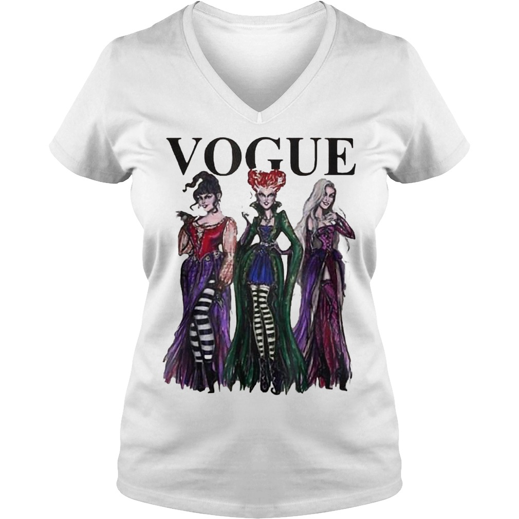Hocus Pocus Vogue Witches Halloween Shirt Ladies V-Neck