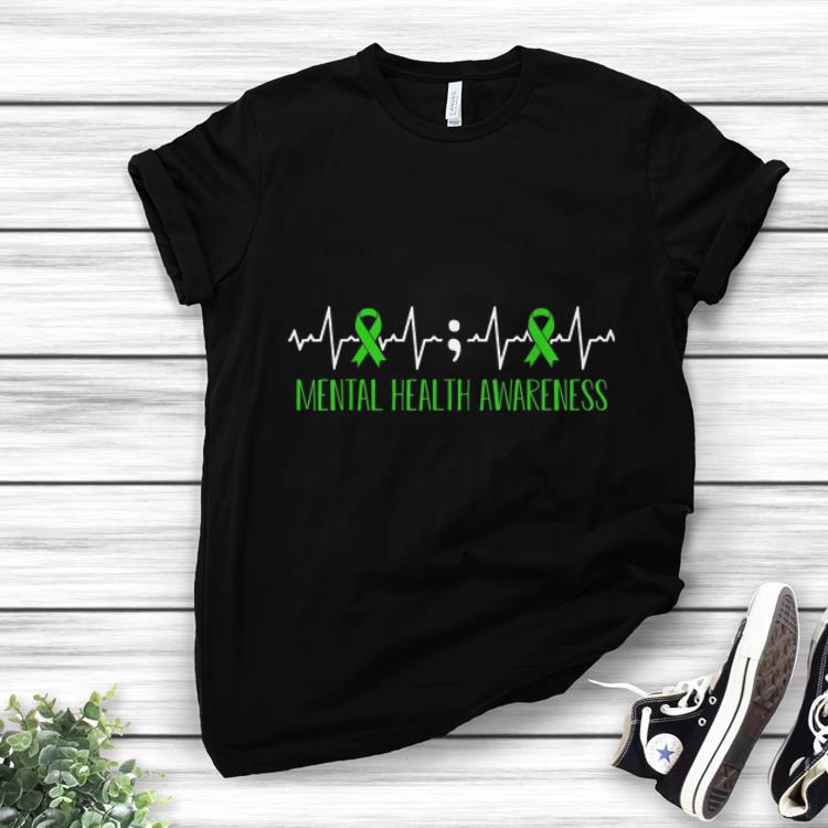 Best Price Green Ribbon Heart Beat Mental Health Awareness shirt