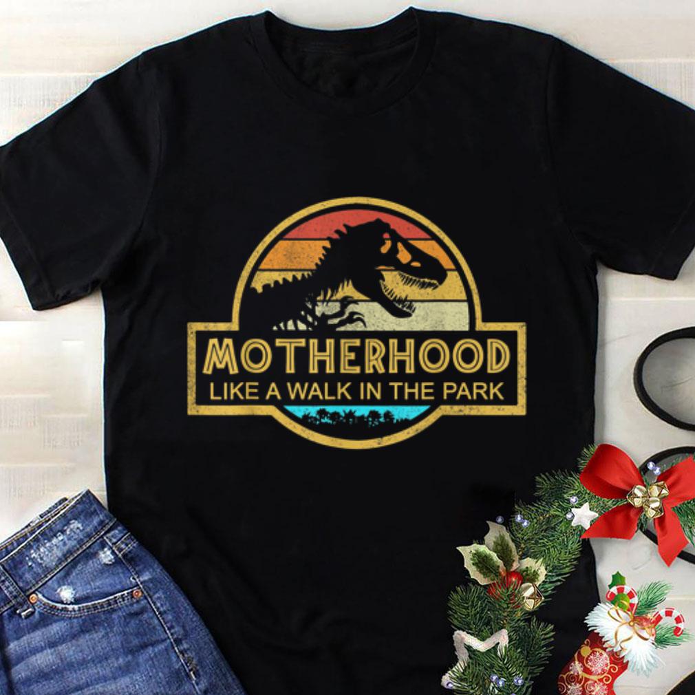 Premium Motherhood Like A Walk In The Park Mother day Retro Sunset shirt