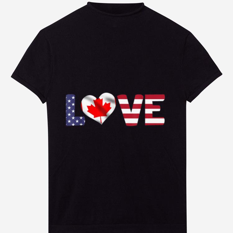 Awesome Canada USA Flag Heart Canadian Americans Love shirt