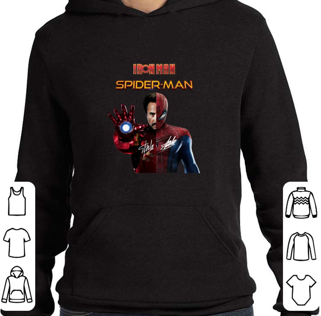 Awesome Iron man And Spider Man two in one hero signatures shirt