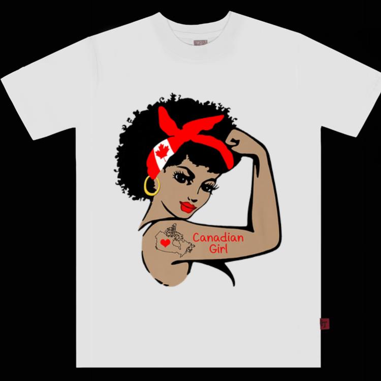 Hot Canadian Black Girl Map Flag Canada Day Gift Premium shirt