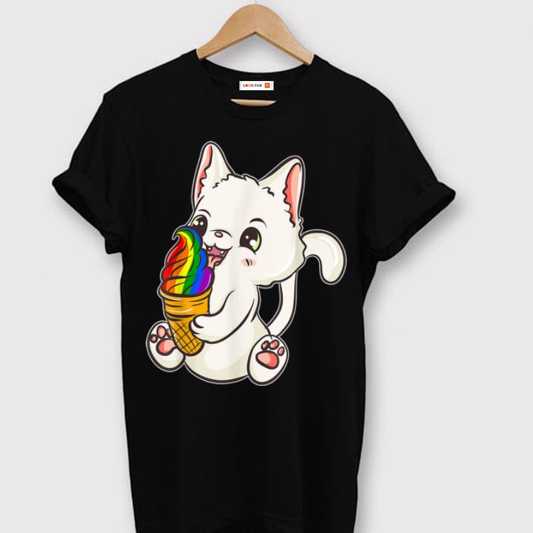 Hot LGBT Pride Kawaii Japanese Anime Cat Ice Cream shirt