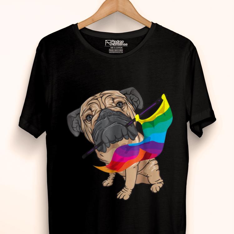 Original Cool Pug With Rainbow Lgbt Gay Pride Flag Dog Gift Shirt