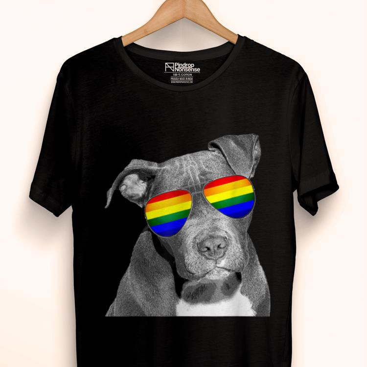 Original Pitbull Gay Pride Dog Clothing Lgbt Gift Rainbow Flag Shirt