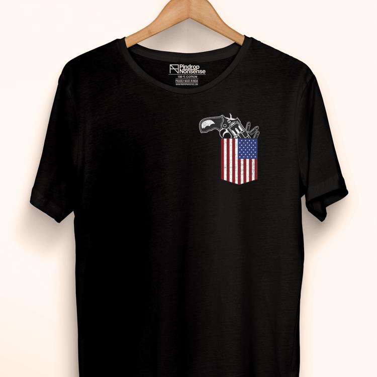 Pretty Gun in American Flag Pocket Funny Patriotic 4th Of July shirt