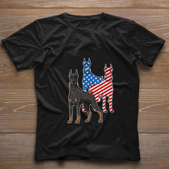 Top Dobermann American flag shirt
