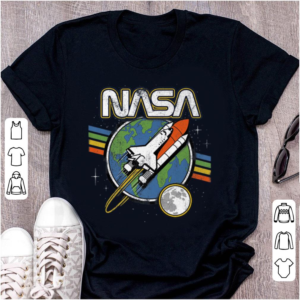 Pretty NASA Blast Off Retro Rainbow Stripes Graphic shirt