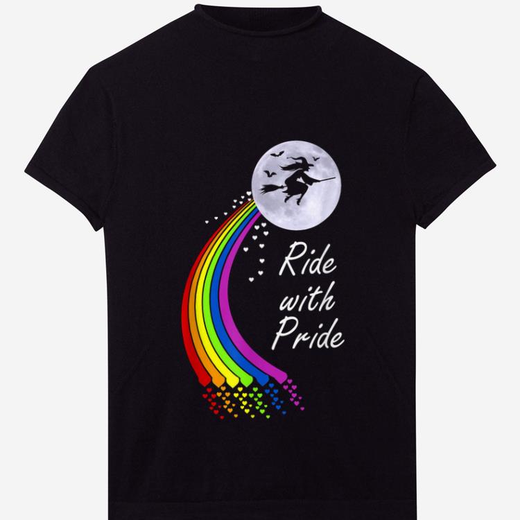 Funny Halloween Witch Ride With Pride Lgbt Parody Funny shirt