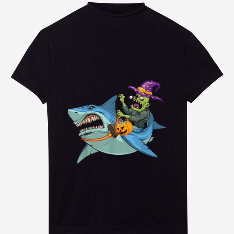 Funny Zombie Corgi Riding Shark-Zombie Halloween Costume shirt