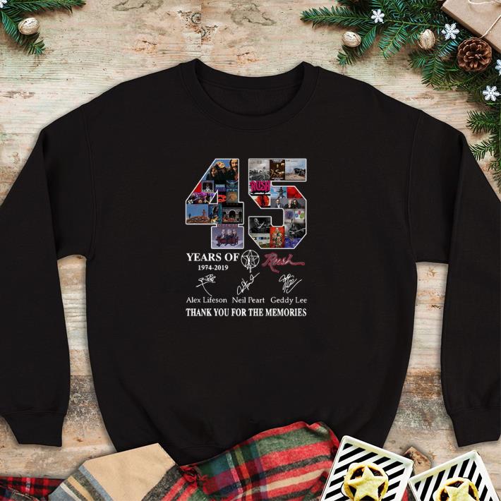 Hot 45 Years of Rush 1974-2019 signature thank you for the memories shirt