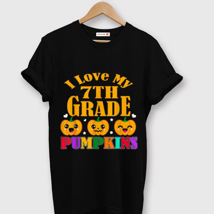 Hot I Love My 7th Grade Pumpkins Halloween Gift Seventh Teacher shirt