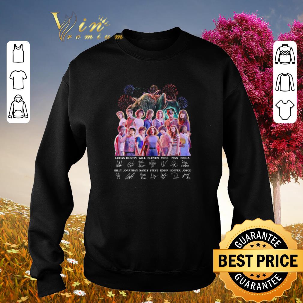 Top Stranger Things all character signatures Lucas Dustin Will Eleven shirt