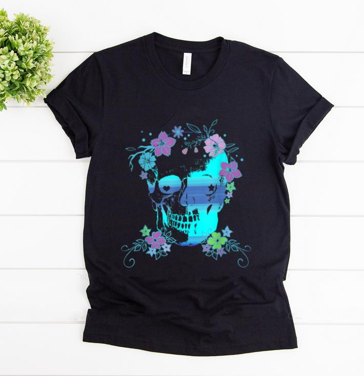 Funny Skull And Flowers, Halloween, Rave, Concert shirt