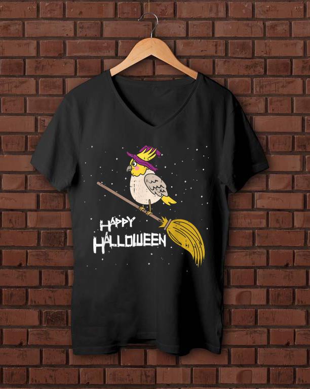 Hot Cockatiel Witch Broomstick Night Cute Bird Halloween shirt