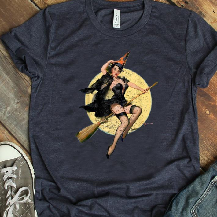 Nice Awesome Vintage Pin Up Witch Halloween shirt