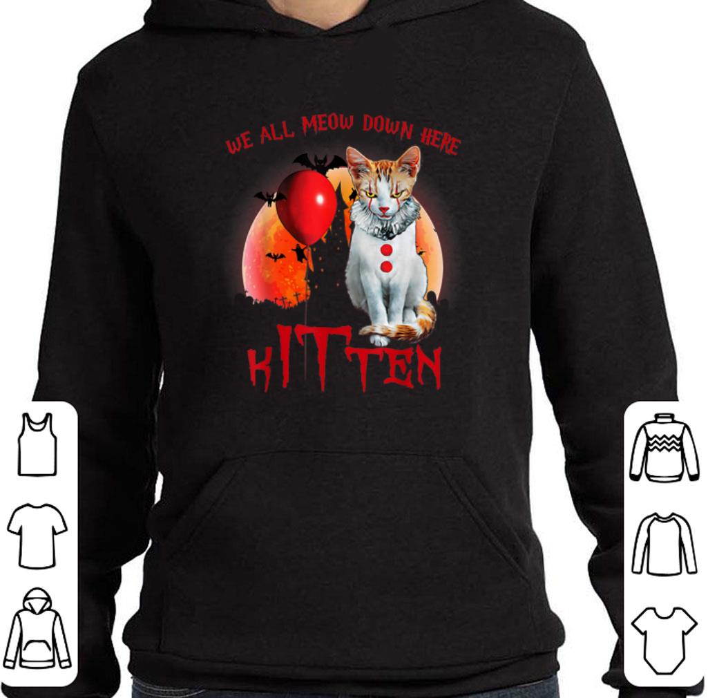 Official Pennywise cat we all meow down here kitten Halloween shirt