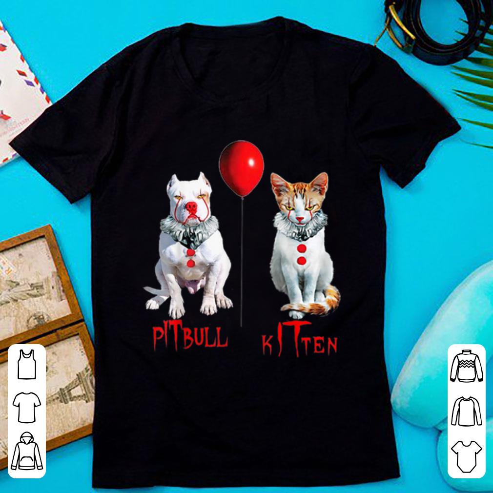 Original Clown Kitten Cat And Pitbull Dog Horror Halloween shirt