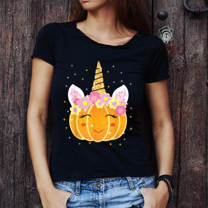Original Flower Cute Pumpkin Unicorn Happy Halloween shirt