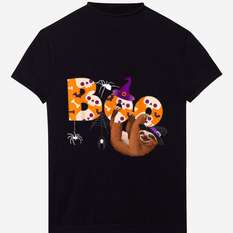 Premium Boo Halloween With Sloth witch Hat and Spider Gift shirt