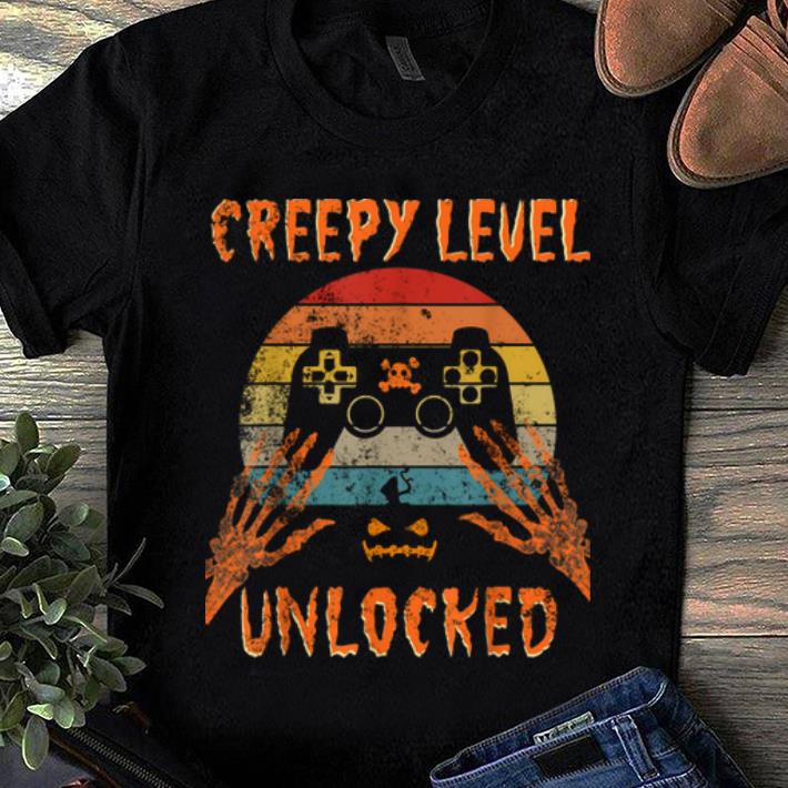 Premium Creepy Level Unlocked Halloween Video Gamer Costume Boys shirt