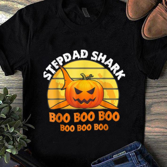 Premium Mens Mens Stepdad Shark Boo Pumpkin Halloween Gift shirt