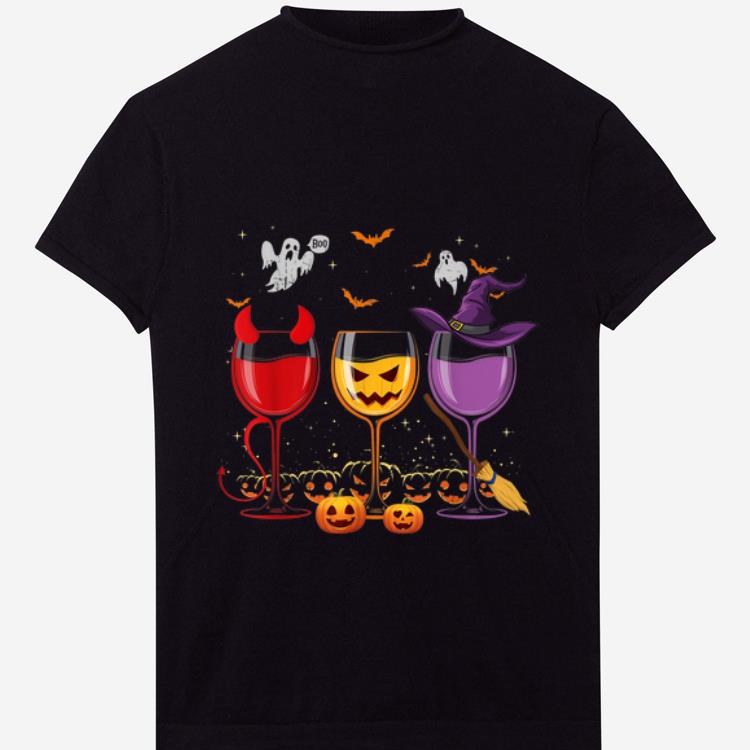 Premium Three Glasses Of Wines Funny Halloween Wine Lover shirt