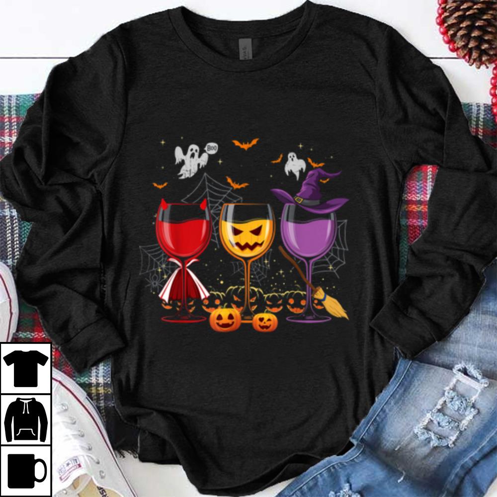 Three Glasses Of Wines Funny Halloween Wine Lover shirt