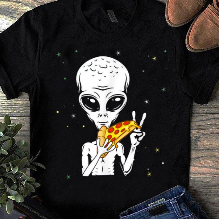 Top Funny Alien Pizza Eating Peace Space Martian Halloween shirt