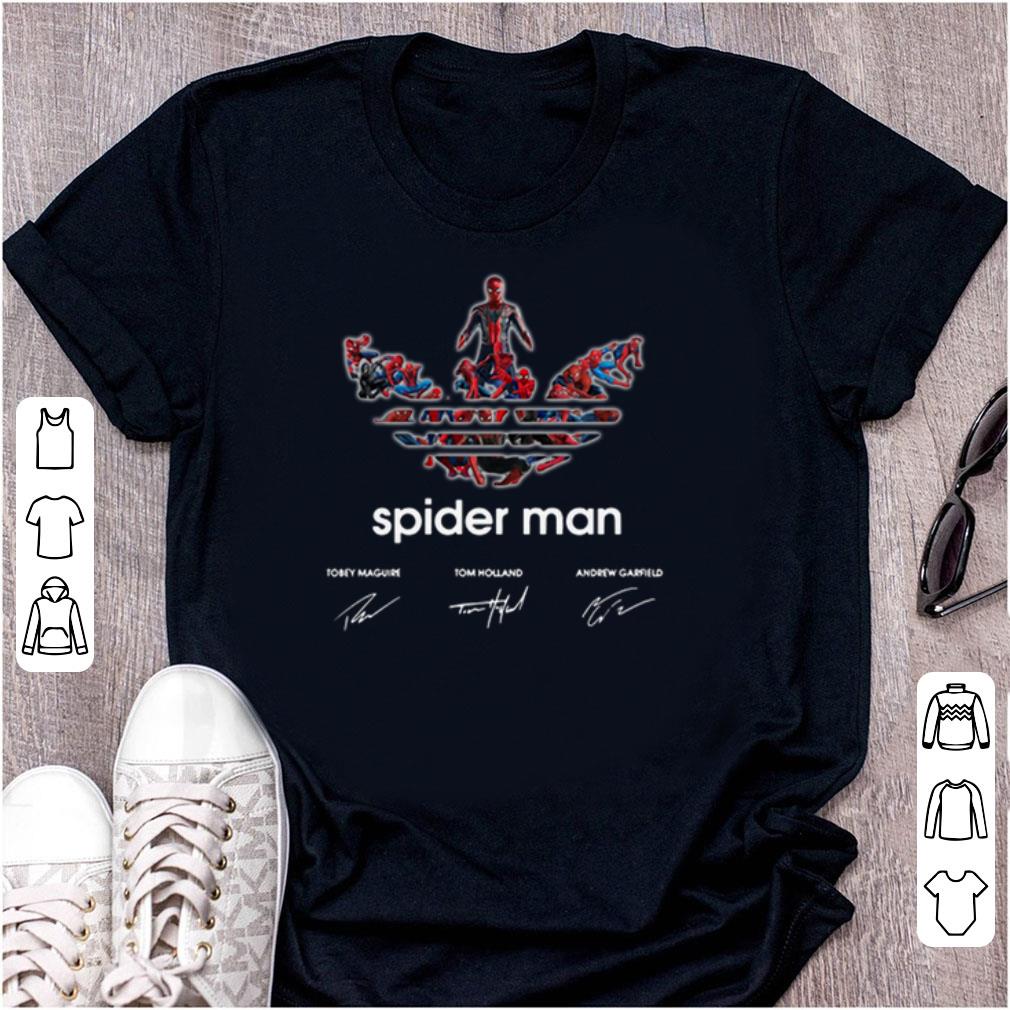 Awesome Adidas Spider Man Tobey Maguire Tom Holland Andrew Garfield Signature shirt