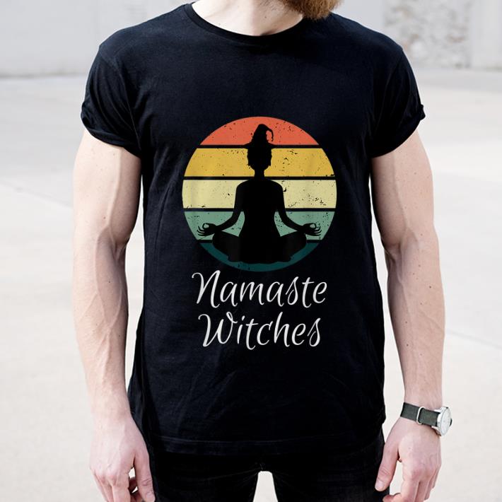 Awesome Retro Vintage Namaste Witches Halloween Yoga Lover Gift shirt
