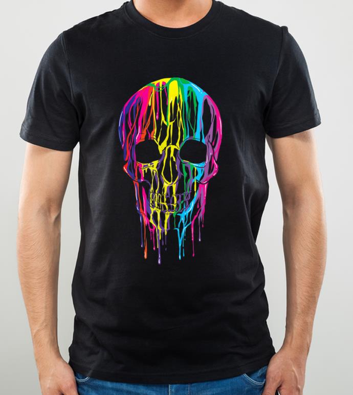Hot Colorful Melting Skull Halloween Kids Art Graphic shirt