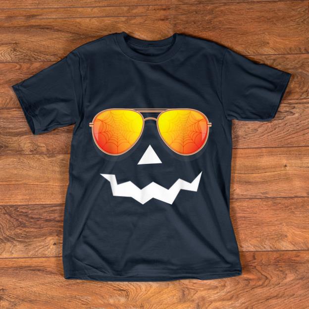 Hot Pumpkin Halloween Jack O Lantern Sunglasses Spider Web shirt
