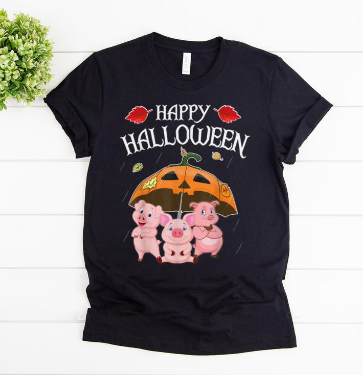 Nice Pigs In Scary Umbrella Rain Night Happy Halloween shirt