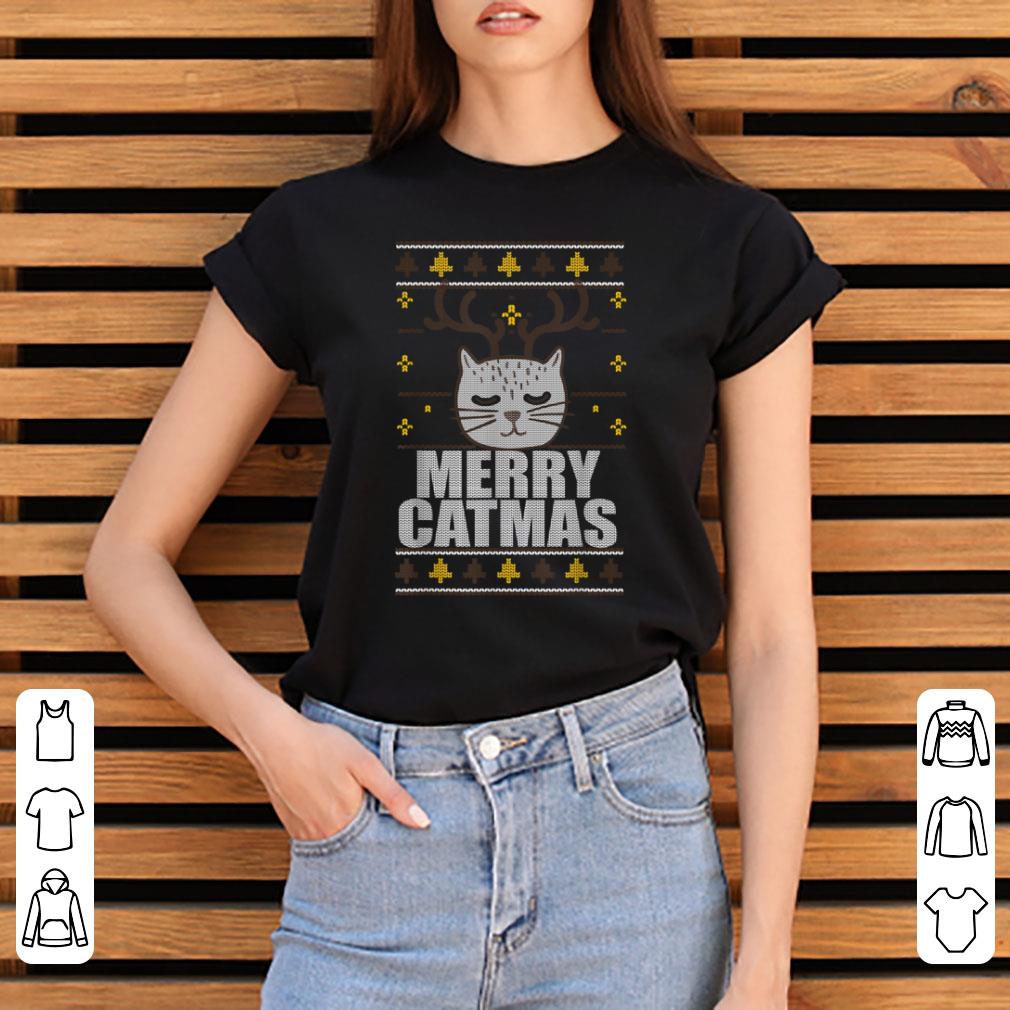 Pretty MERRY CATMAS Ugly Christmas Sweater Reindeer Cat Funny Meme shirt