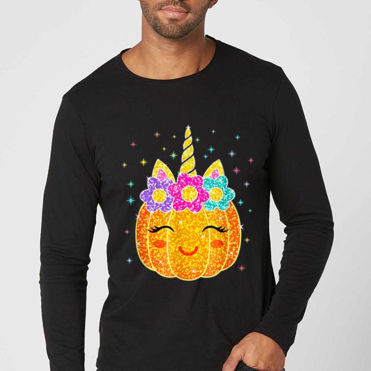 Hot Cute Unicorn Pumpkin Halloween Thanksgiving Day shirt