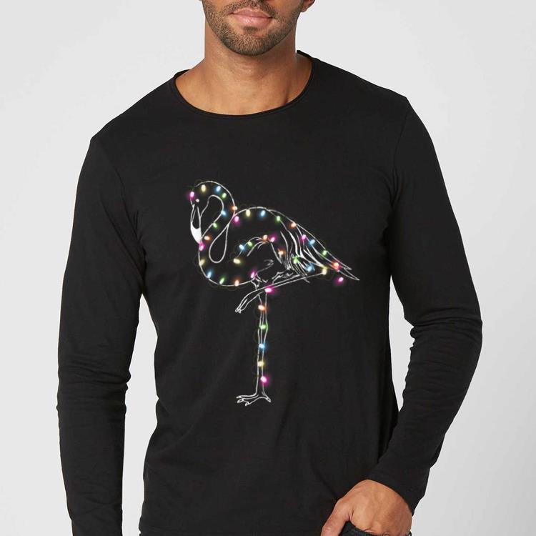 Hot Flamingo color light light Christmas tree lover Xmas shirt