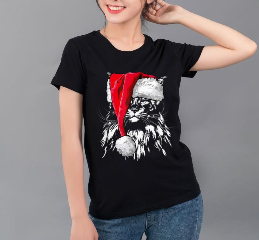 Hot Funny Maine Coon Santa Christmas cat mom gift present shirt