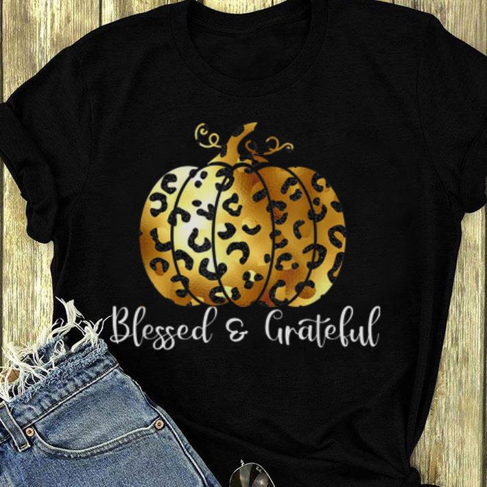 Nice Cute Blessed Grateful Cheetah Pumpkin Thanksgiving Holiday shirt