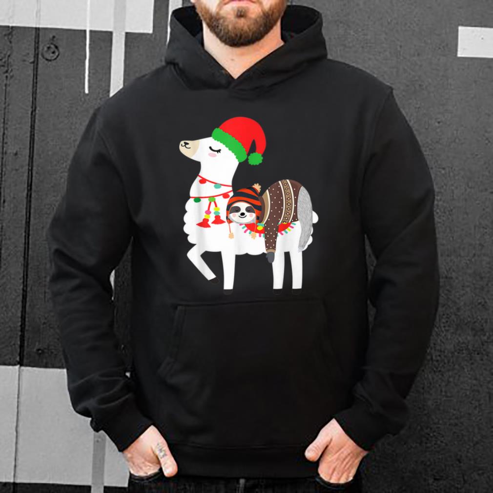 Official Christmas Ugly Sweaters Sloth Riding Llama Hat Alpaca shirt